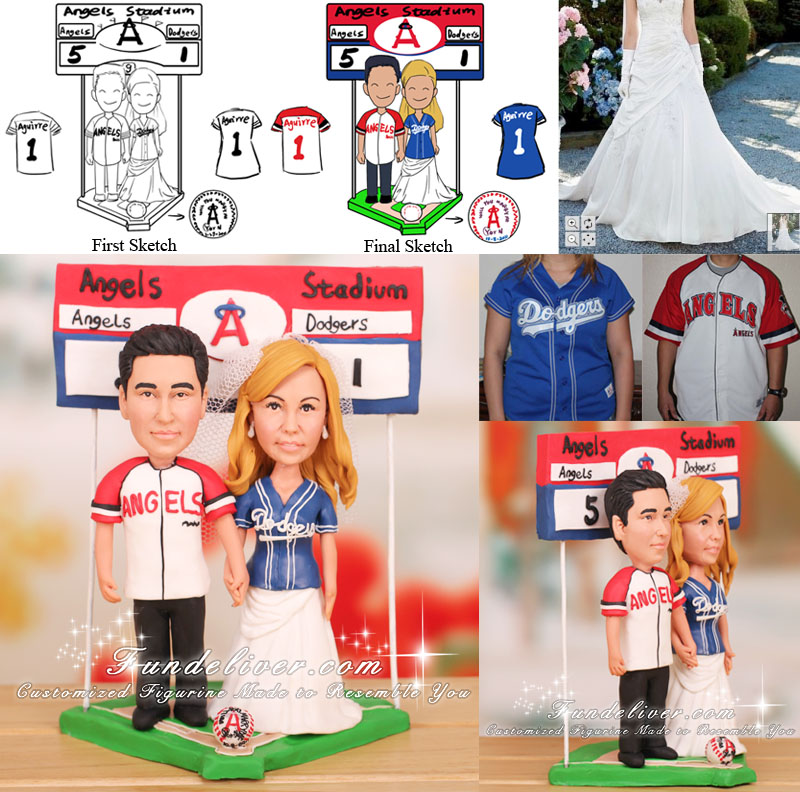 Los Angeles Dodgers and Anaheim Angels Cake Topper Baseball Theme MLB